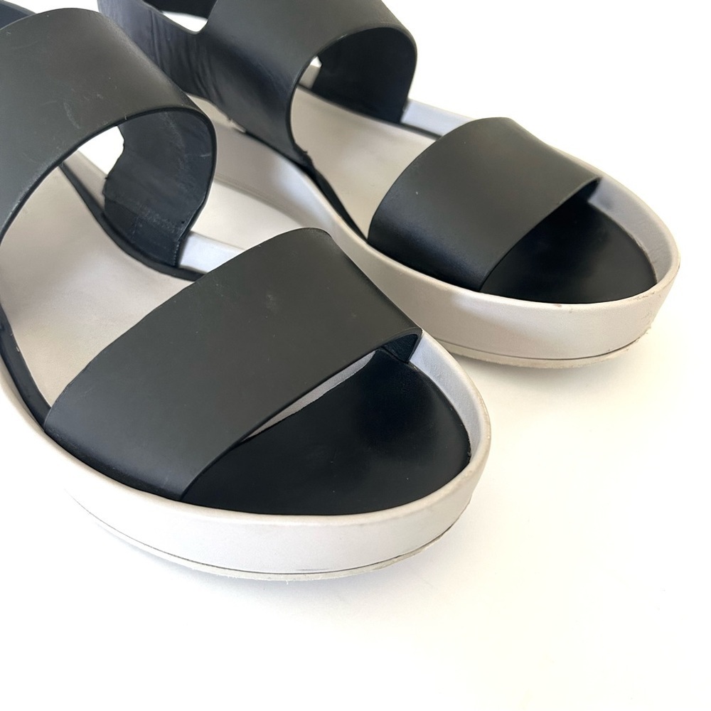 VINCE Marett Sandal Minimalist Platform Shoe Black Gray Leather Size EU 38 US 8 - Picture 2 of 12